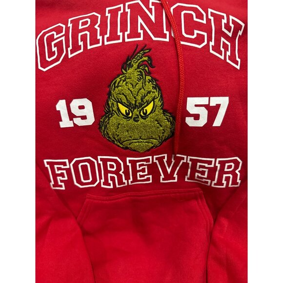 Grinch Forever Hoodie Red Graphic Pullover Sweatshirt 1957 Design Unisex Size L - Picture 2 of 4
